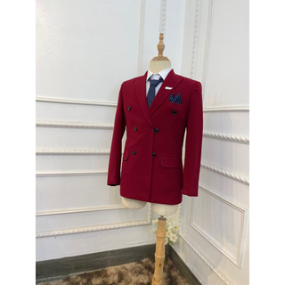 Bộ vest nam màu đỏ đô 6 cúc cao cấp