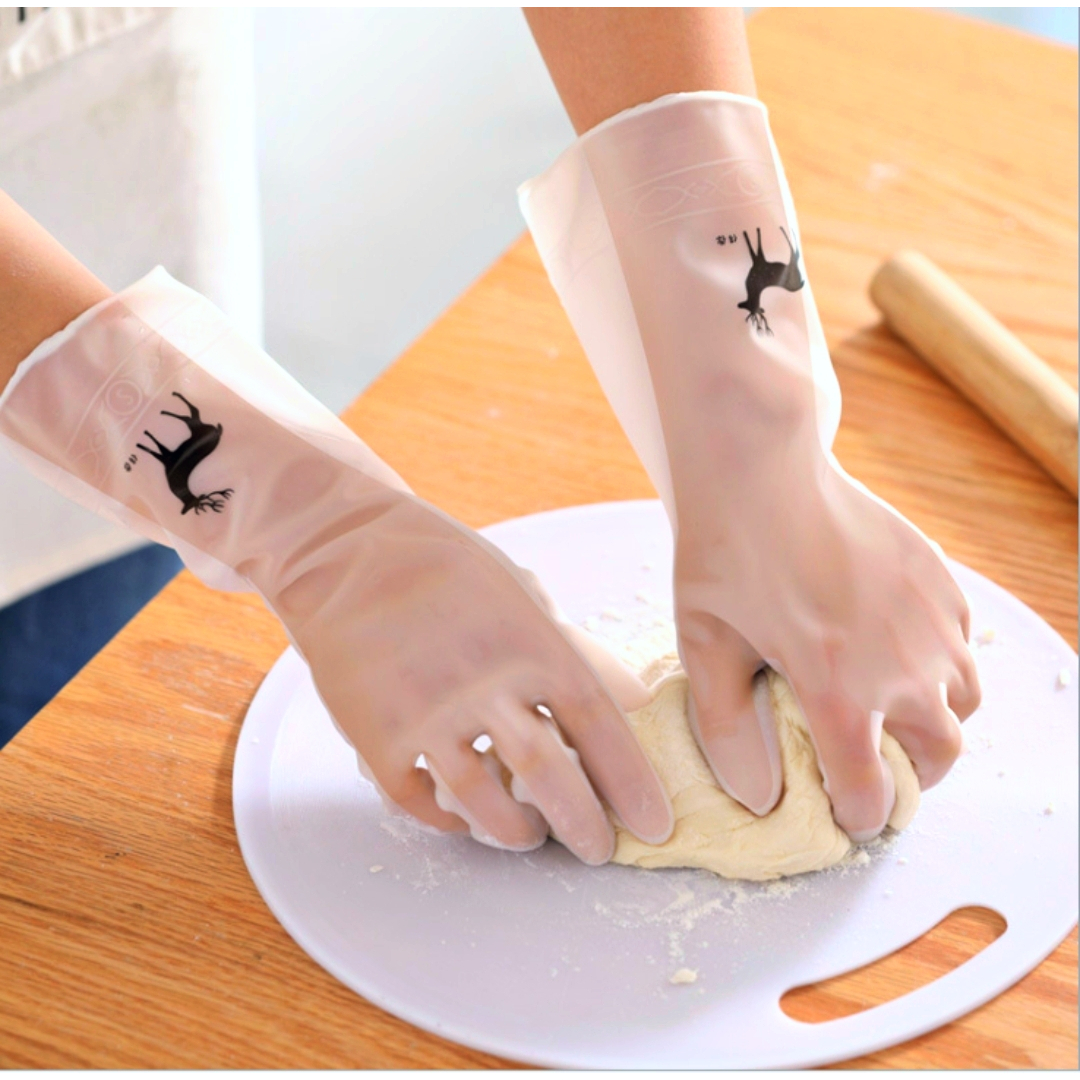 Bao Tay Rửa Chén Cao Su Hình Hươu Siêu Dai