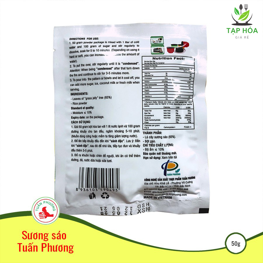 Bột Thạch Sương Sáo Đen/ Trắng 50g -  Bột Thạch Sương Sáo gói 50g
