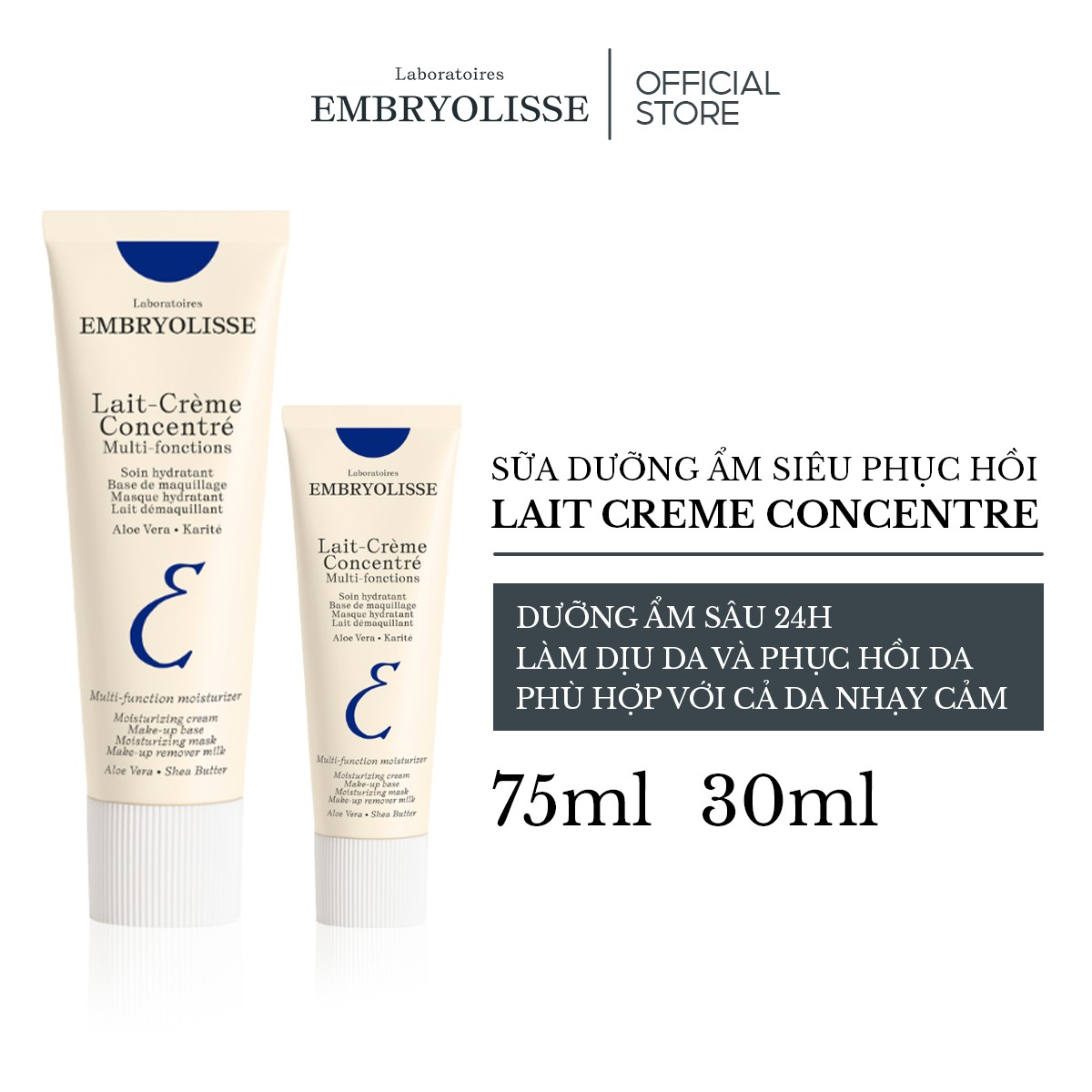 Kem Dưỡng Ẩm Phục Hồi Da Embryolisse Lait Creme Concentre 30ml và 75ml