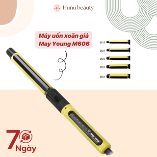 Máy uốn tóc xoăn May Young M606 màu vàng phủ ceramic cảm ứng, dễ tạo kiểu xoăn, máy quấn xoăn giả trục xoay 360