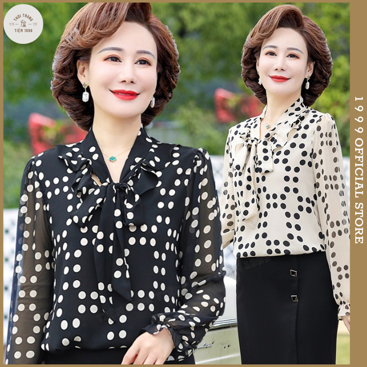 Áo Sơ Mi Họa Tiết Chấm Bi Phong Cách Hàn Quốc Thời Trang Xuân Hè Cho Chị Em mã SM2