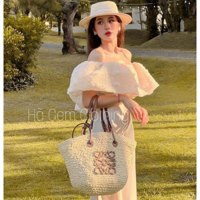 Túi cói túi mây tre mặt sao tua rua cực xinh