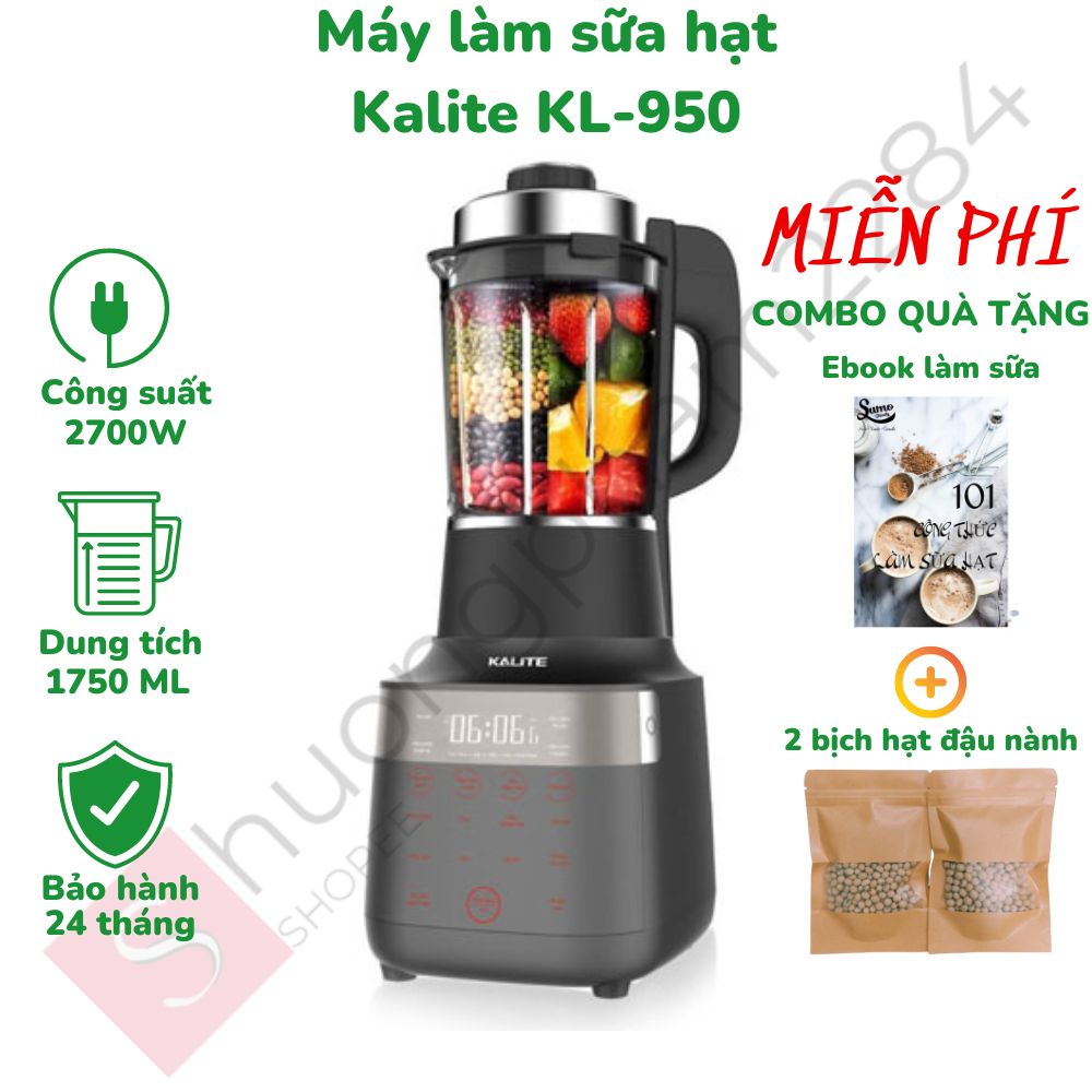Máy làm sữa hạt đa năng Kalite KL950, công suất 2700W, dung tích 1.75L, có cảm biến chống trào - Quà tặng hấp dẫn