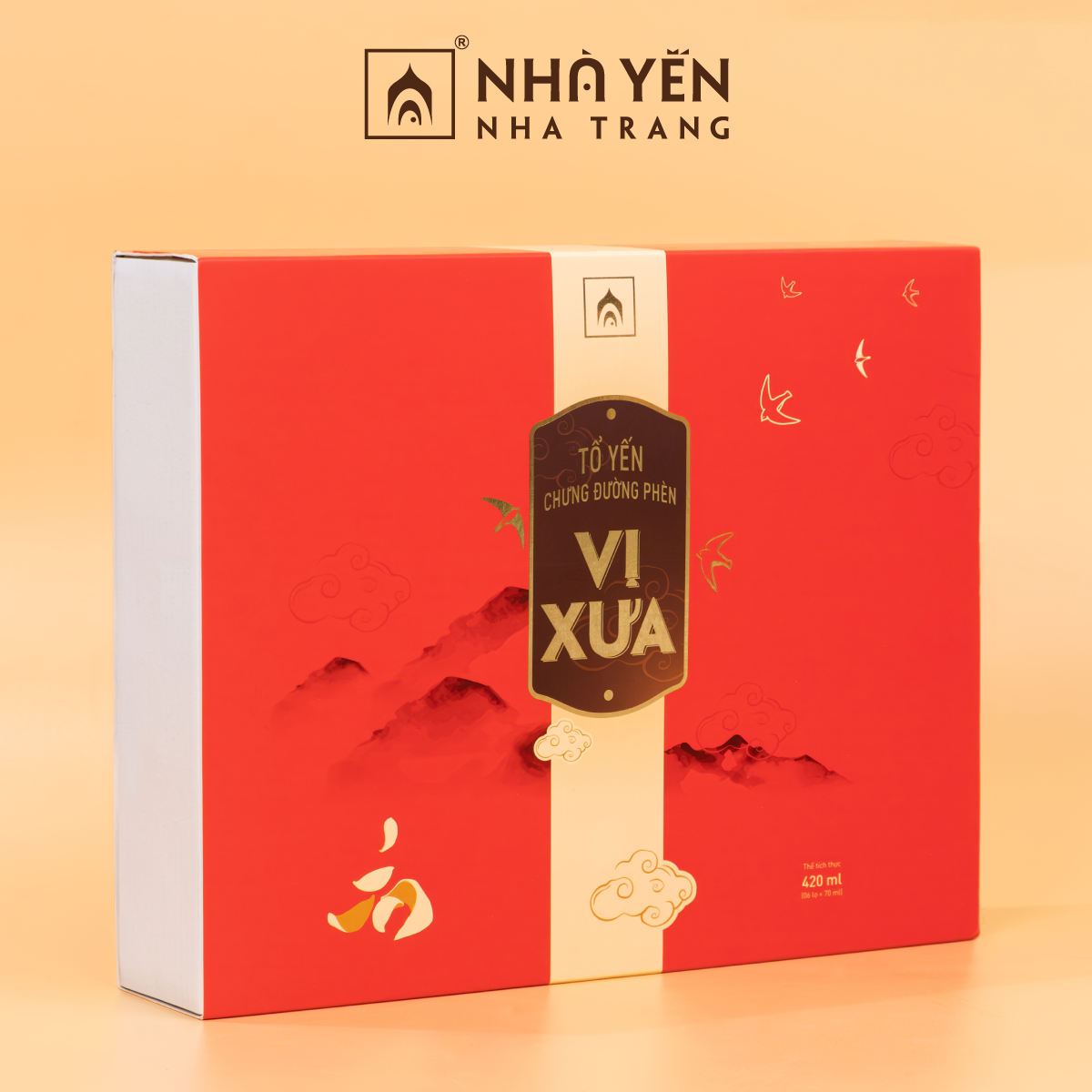 Nước yến chưng đường phèn Vị Xưa Nhà Yến Nha Trang Hộp 6 lọ Tổ yến chưng sẵn Nước yến chưng sẵn Tổ yến chưng đường phèn