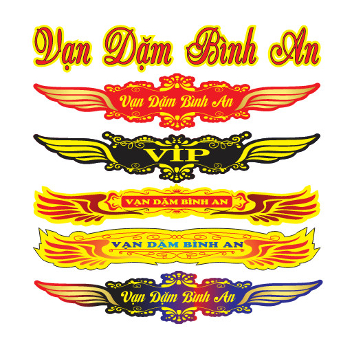 Tem chữ vạn dặm bình an, tem chữ decal dán đầu xe ô tô, xe tải