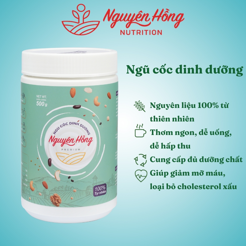 Ngũ cốc dinh dưỡng hộp 500G – Nguyên Hồng – Bột ngũ cốc dành cho người muốn tăng, giảm cân từ 15 loại hạt tự nhiên