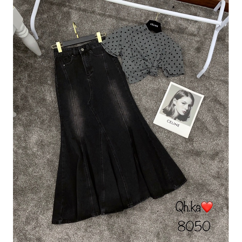 Chân váy đuôi cá chất liệu jeans bò hàng QCL1