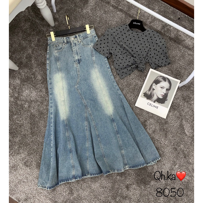Chân váy đuôi cá chất liệu jeans bò hàng QCL1
