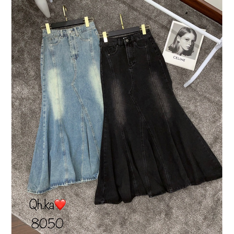Chân váy đuôi cá chất liệu jeans bò hàng QCL1