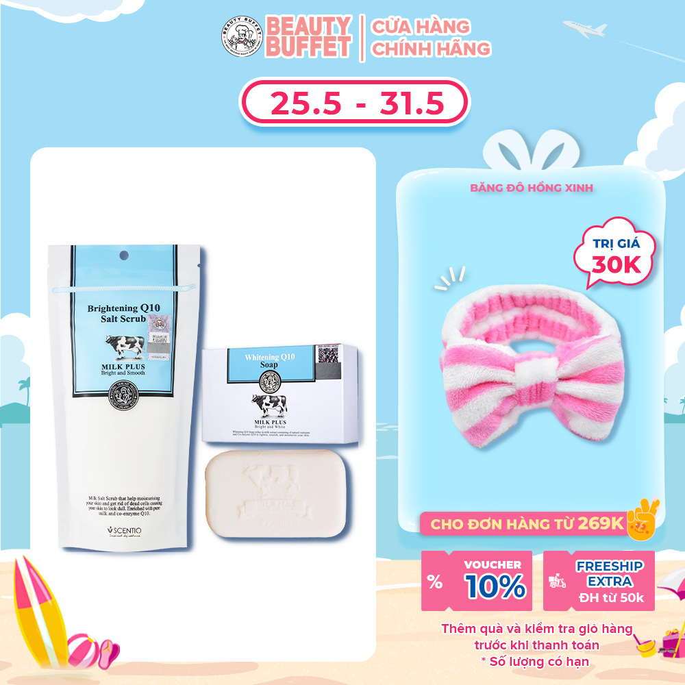 Combo Muối tắm tẩy tế bào chết 300g và Xà phòng tắm trắng da Scentio Milk Plus 100g