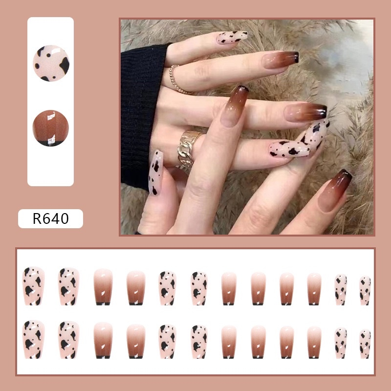 Bộ móng tay giả 24 cái xinh xắn, nail box dài và ngắn thời trang, cá tính