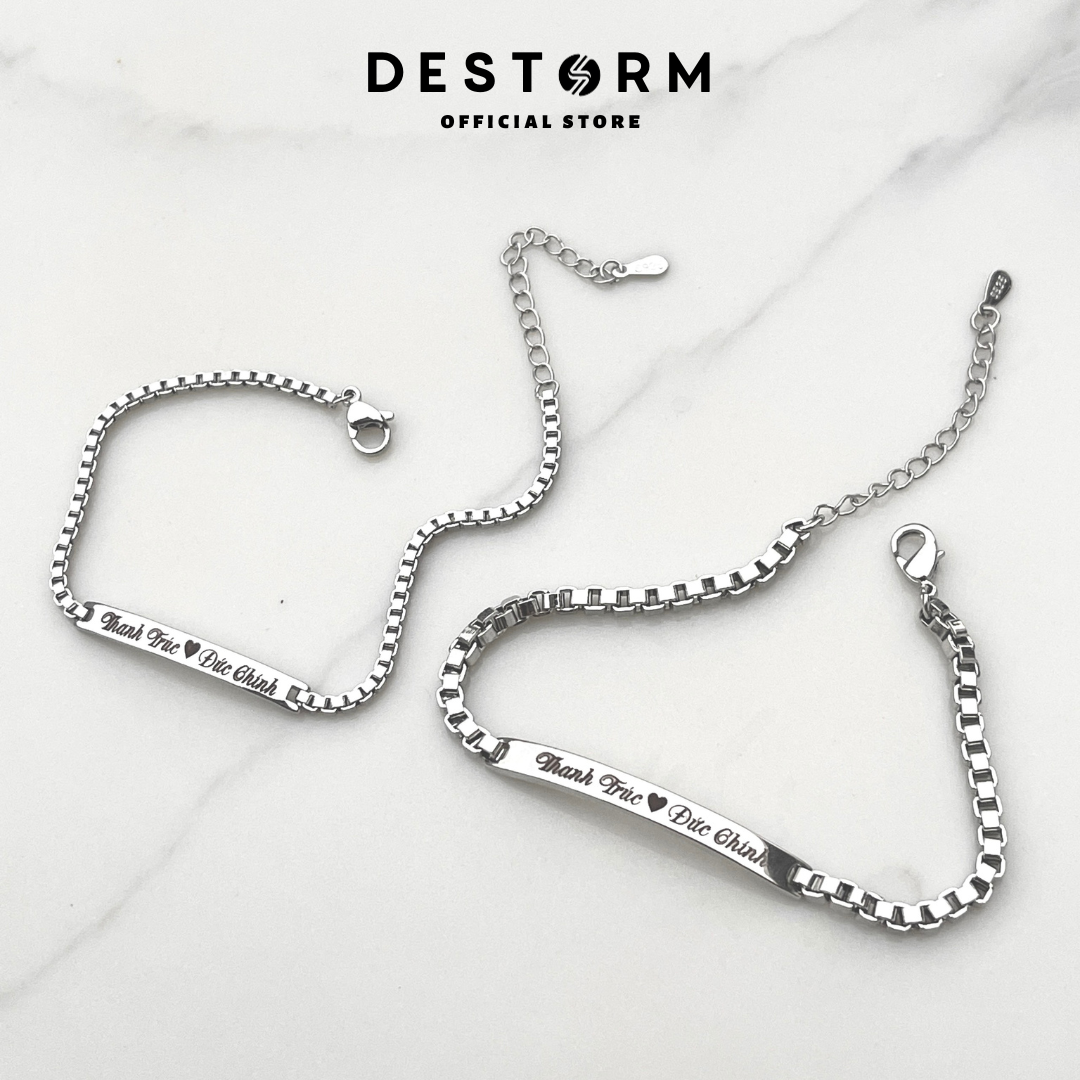 Lắc tay nam nữ Cloudy khắc tên theo yêu cầu Vòng tay cặp đôi unisex thép titan cao cấp không gỉ - DSA32