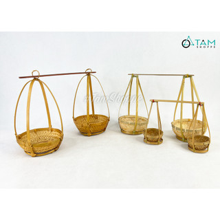 [HÀNG ĐẸP-ĐAN KỸ] Bộ quang gánh tre nhỏ để bàn trang trí MTL-QG-01
