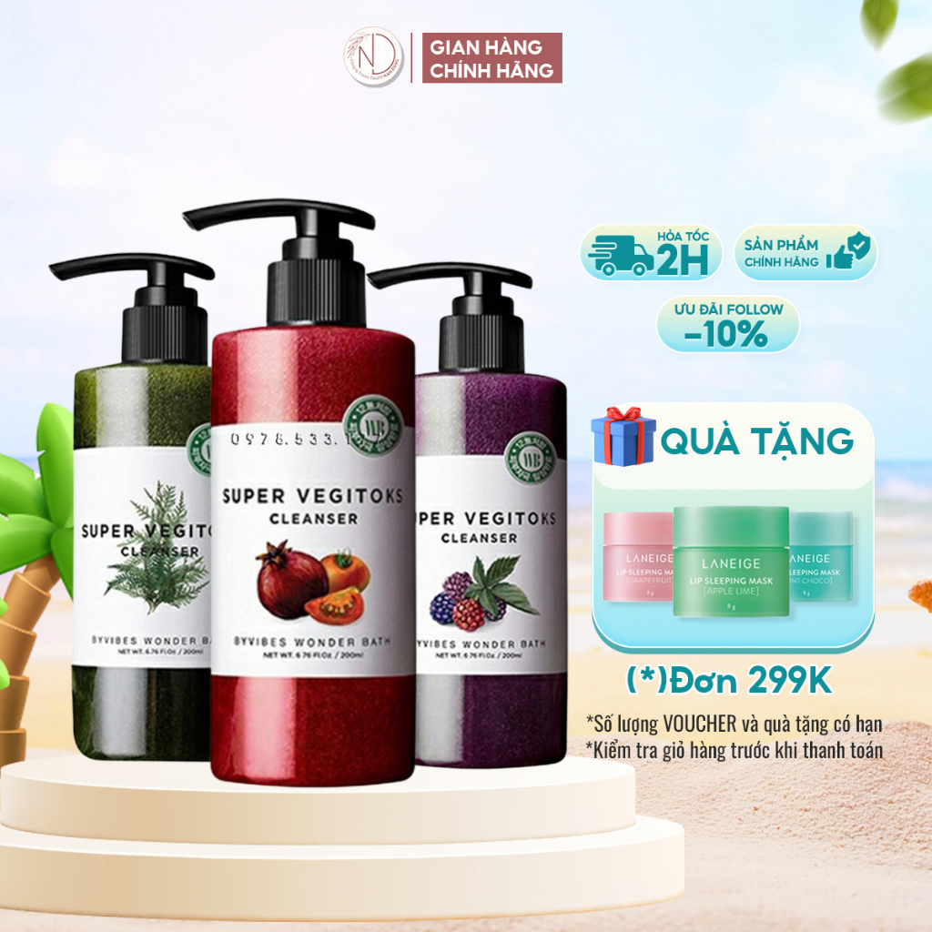 Sữa rửa mặt rau củ Super Vegitoks Cleanser thải độc 300ml