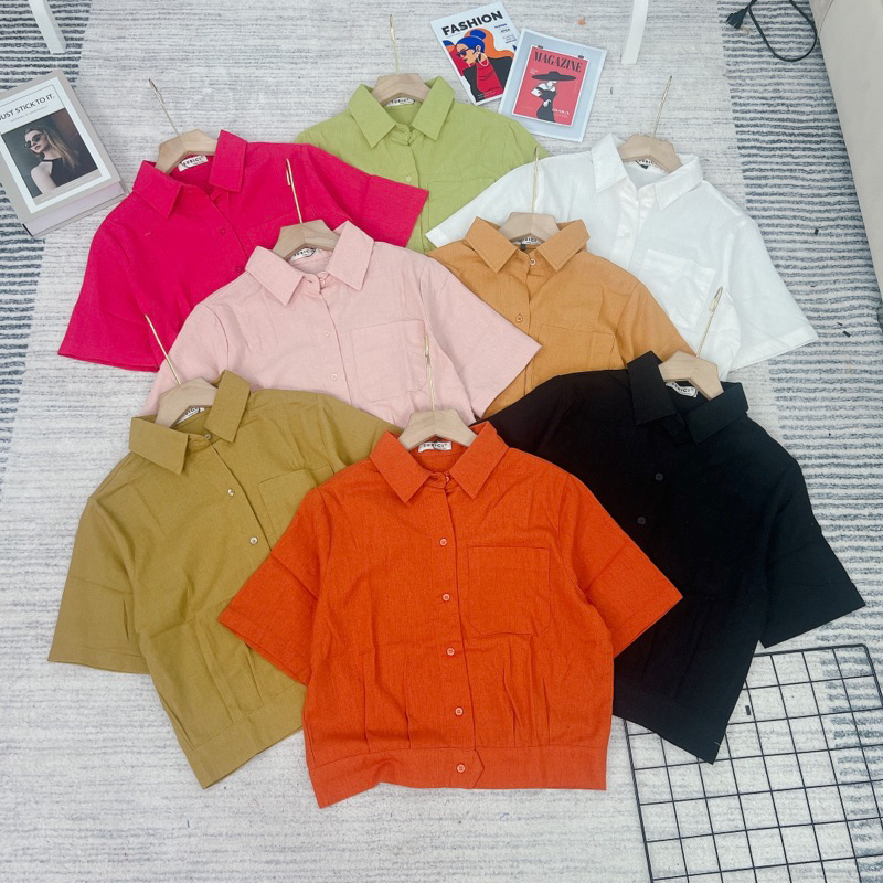 Áo Sơmi Croptop Chất Lenin Mền Mại Mặc Vào Hack Dáng