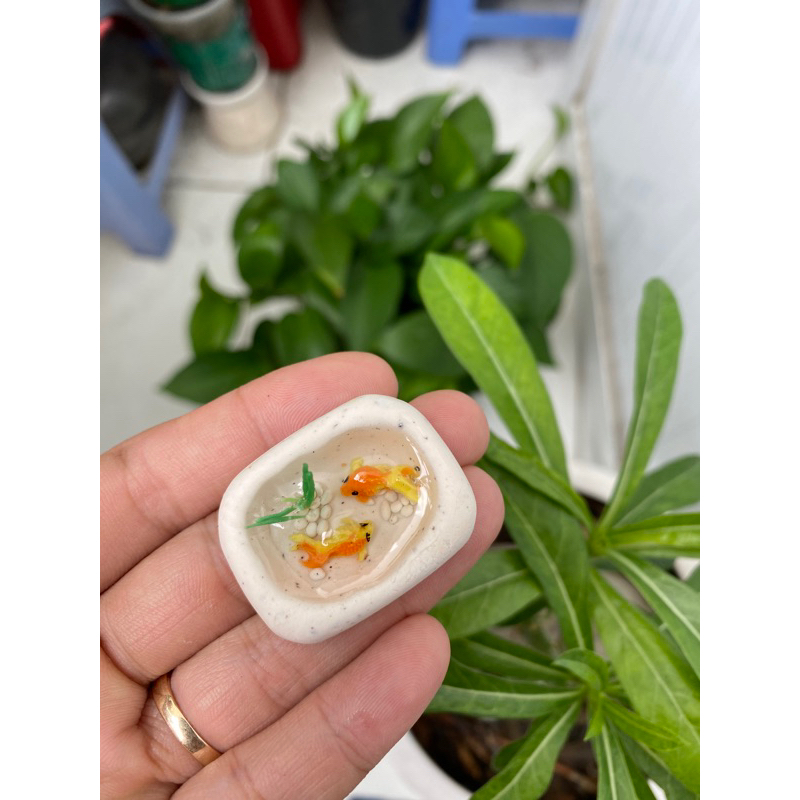 mô hình hồ cá mini bằng đất sét handmade