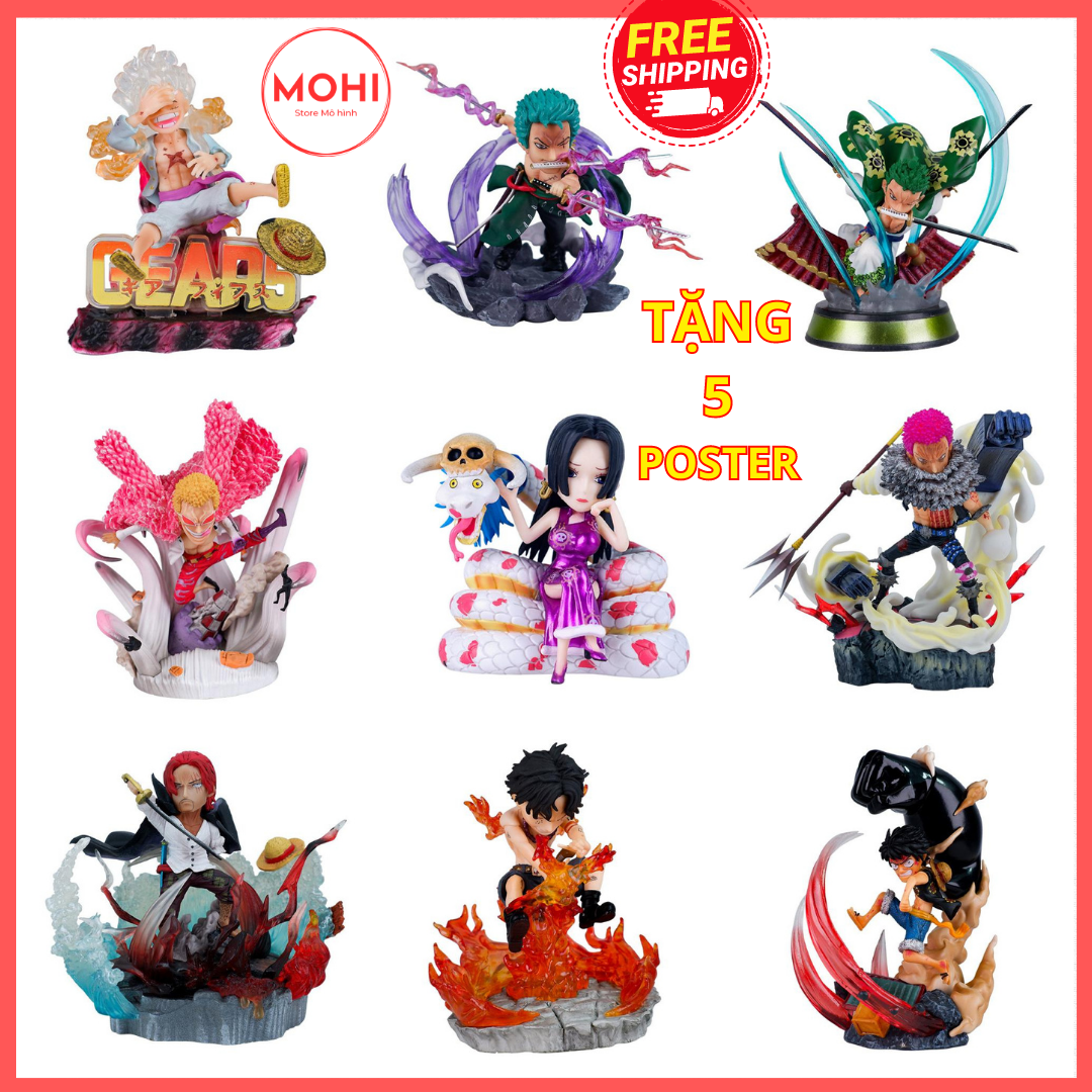 Mô hình One Piece Chibi : Luffy Gear 5, Zoro mái nhà, Zoro 3000, Shanks tóc đỏ, Doflamingo...