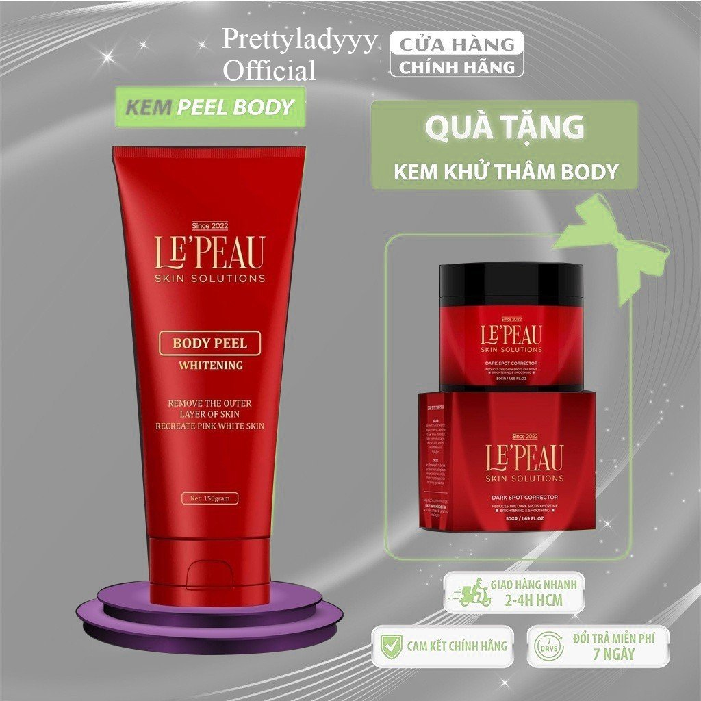 Peel Body Retinol LE'PEAU trắng da mờ thâm sau 7 ngày, loại bỏ tế bào chết cơ thể 150ml