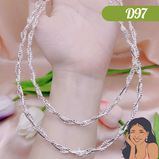D97 Kiềng cổ xoắn bi lấp lánh Bạc thật Thiên Cát s950