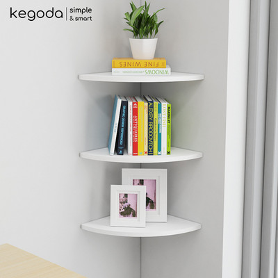[Hỏa tốc] Kệ Gỗ Góc Tam Giác Gắn Tường, Kệ Hình Quạt 28cm Mini Nhỏ Xinh Không Cần Khoan KEGODA KGD41