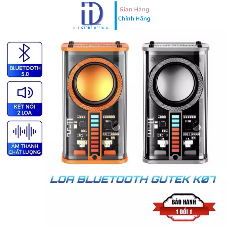 Loa bluetooth mini DLTECH D07 nghe nhạc không dây bass rung công suất cao đèn led nhiều màu