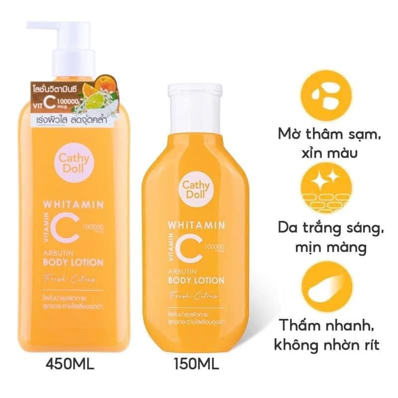 SỮA DƯỠNG THỂ TRẮNG DA CATHY DOLL VITAMIN C ARBUTIN BODY LOTION FRESH CITRUS - 15683 Thương hiệu: OEM