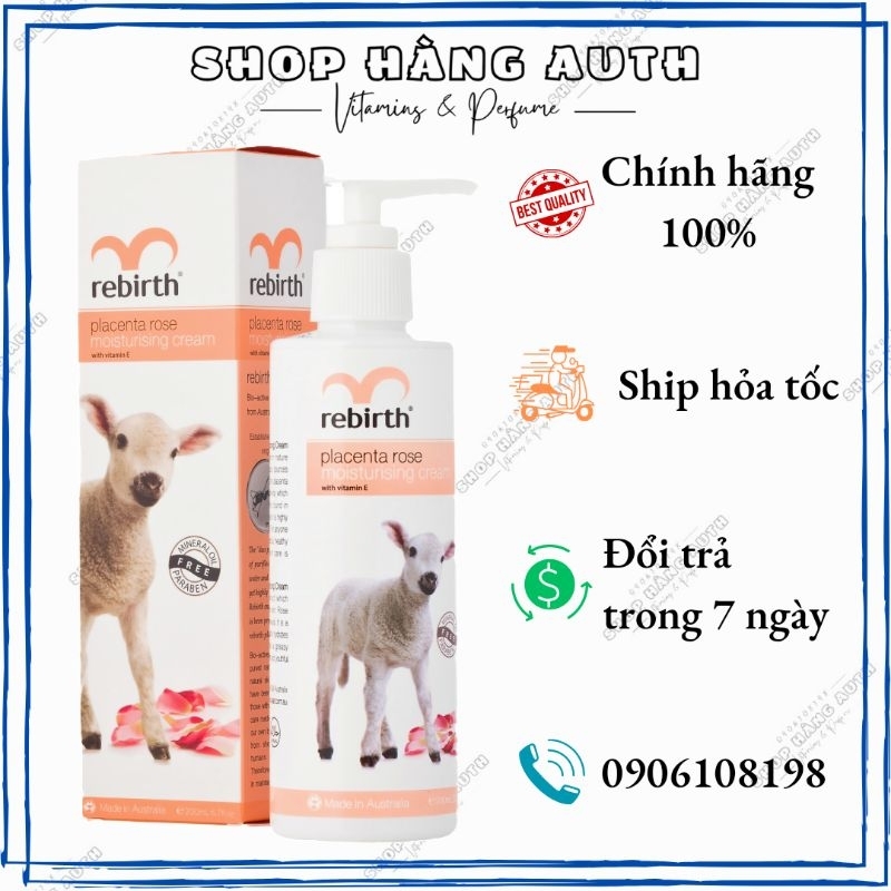 Rebirth Placenta Rose Moisturising Cream 200ml - Sữa Dưỡng Thể Nhau Thai Cừu & Tinh Chất Hoa Hồng