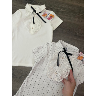 Áo polo nơ cổ bé gái