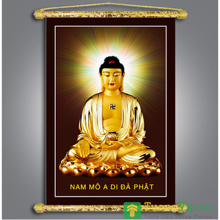 Tranh Liễn Phật Giáo - Phật A Di Đà - Vải Canvas Cao Cấp