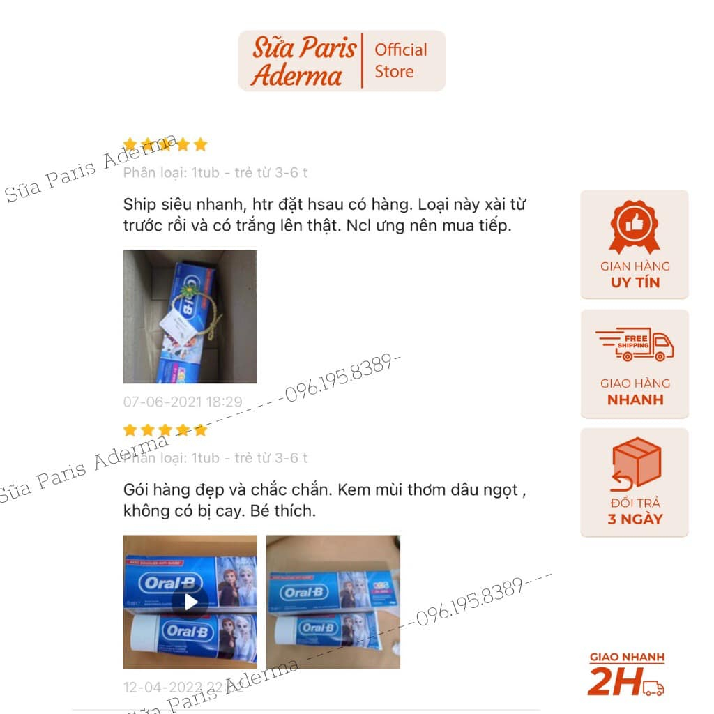 Kem đánh răng cho bé từ 3 tuổi Oral-B Kids 3+ tub 75ml, nội địa pháp, oralb_Sữa Paris Aderma