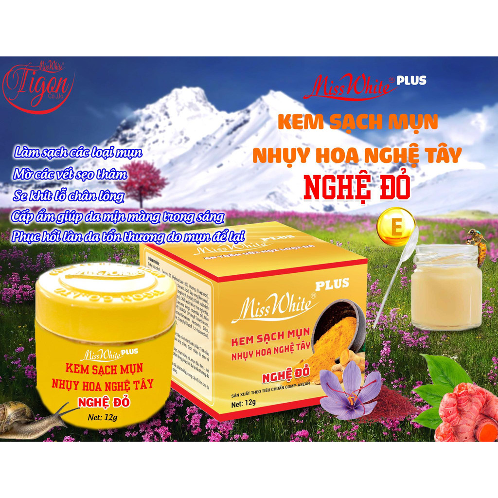 Kem sạch mụn nhụy hoa nghệ tây - nghệ đỏ
