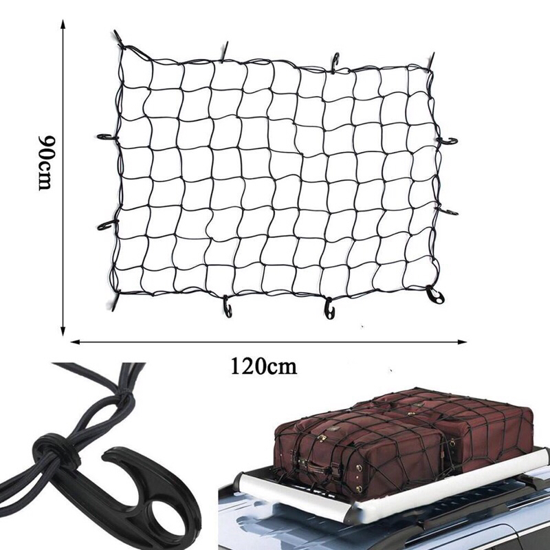 Loại to 120*90cm Lưới trùm hàng hoá giá nóc xe ô tô, lưới trùm đồ ràng buộc cố định đồ chở nóc baga xe hơi ô tô