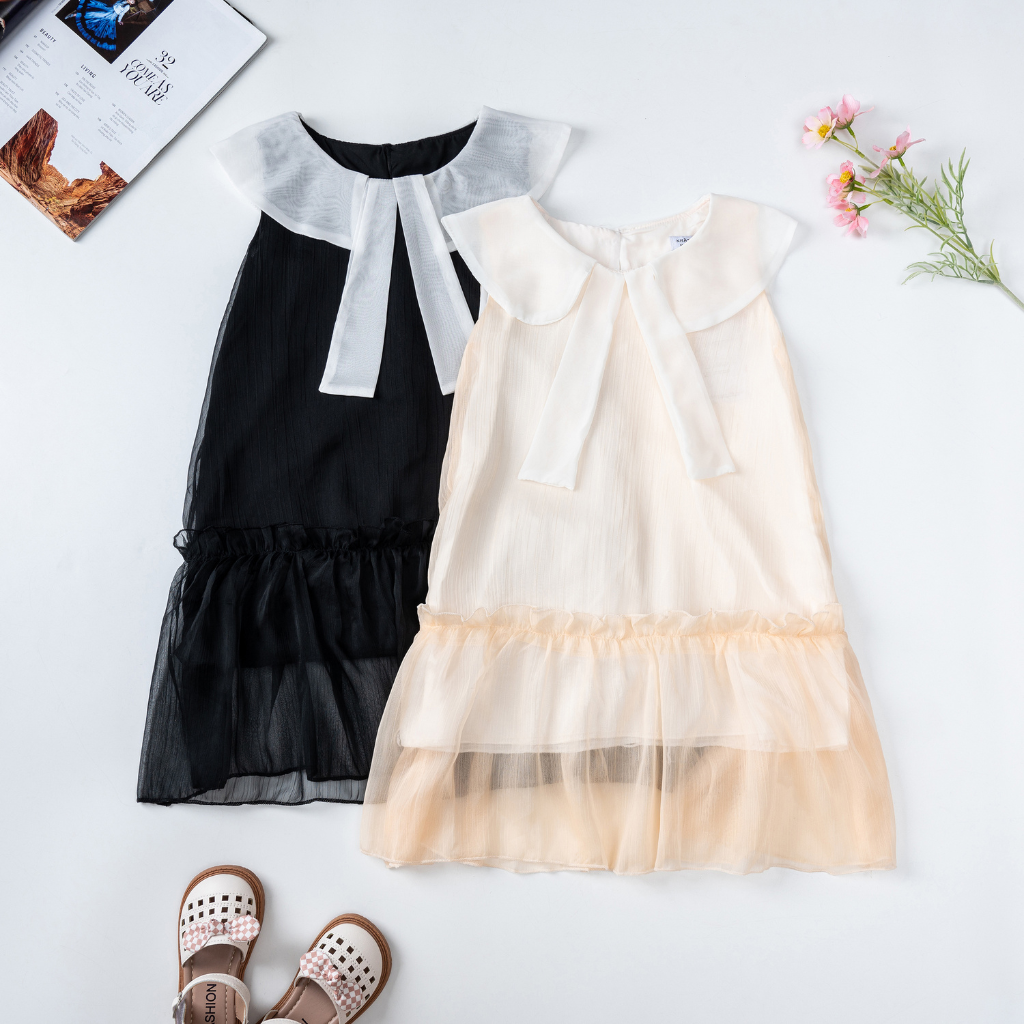 Váy cho bé gái NHẬT HÀ K9 size đại 11-45kg chất voan tơ lót lụa dáng suông siêu mát ngày hè