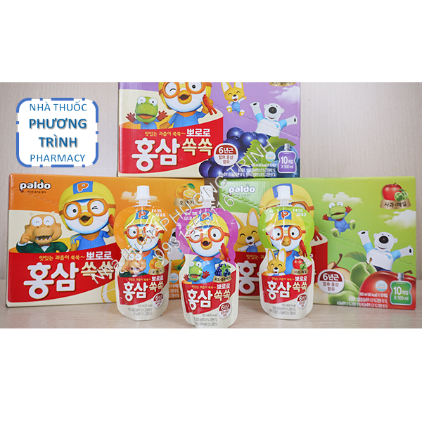 Nước uống hồng sâm hương trái cây PALDO PORORO-100ml