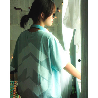 5THEWAY® /public icon/ BIG LOGO SQUARE TEE in WINTER SKY aka Áo Thun Tay Ngắn Xanh Da Trời