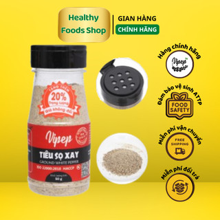 Tiêu Sọ Xay Sẵn Vipep Hũ 50gr - Gia vị nêm, ướp, khử tanh thực phẩm - Ground White Pepper