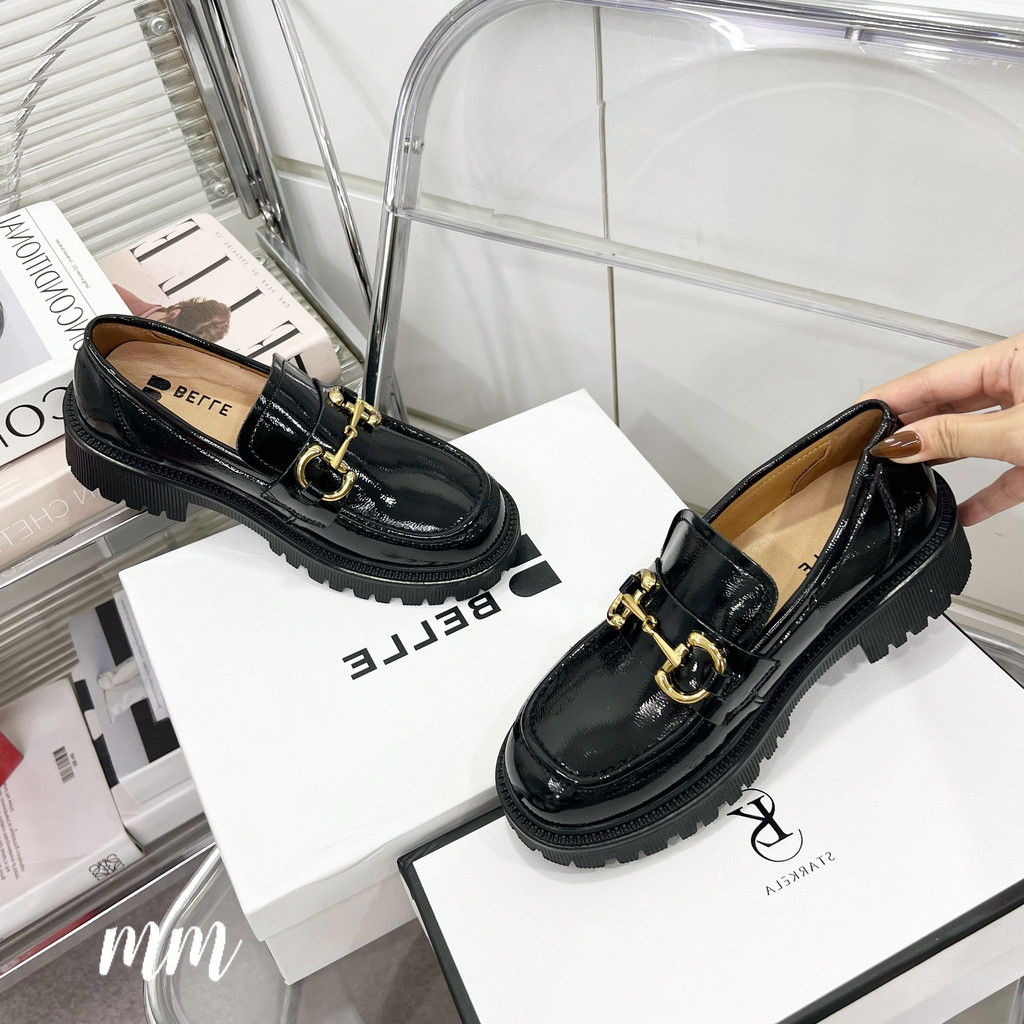 GIÀY MOCA DA BÓNG TAG VÀNG ĐẾ CAO