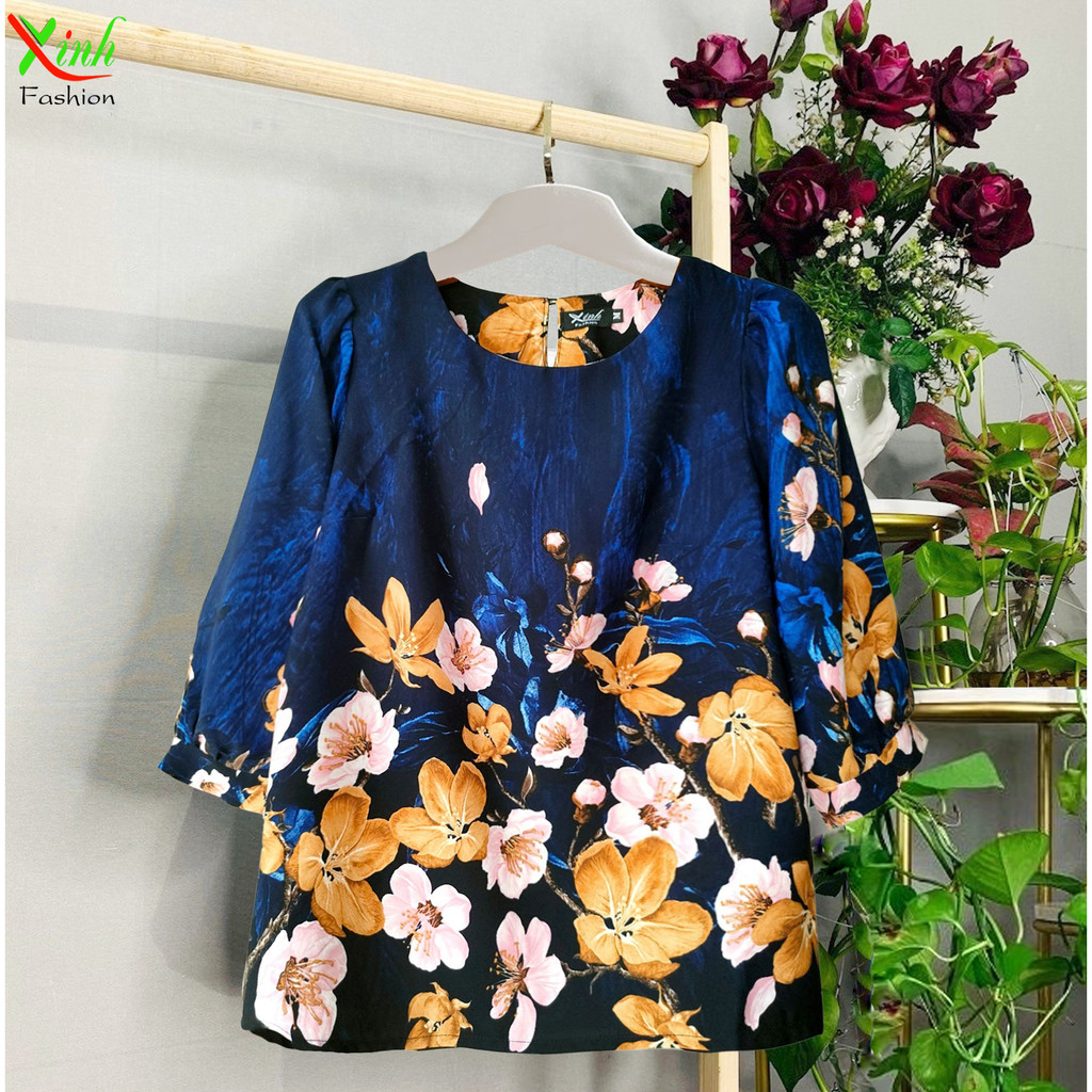 Áo Lụa Mango Cao Cấp Họa Tiết Hoa In 3D Sang Trọng