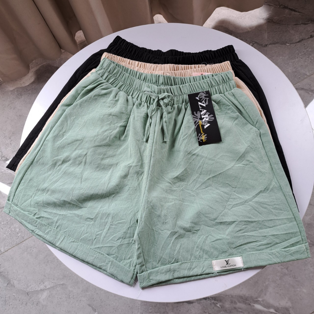 Quần short nữ chất đũi sần, quần sooc đùi mặc nhà mùa hè