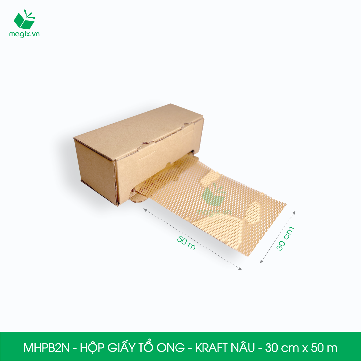 MHPB2N - 30cm x 50m - Hộp giấy Kraft tổ ong chống sốc thay thế bóng khí xốp hơi đóng hàng
