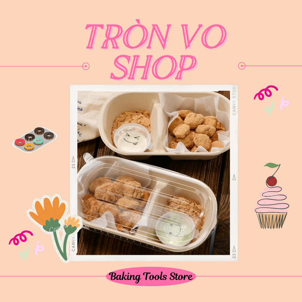 Hộp bã mía 2 ngăn nắp pet 700ml