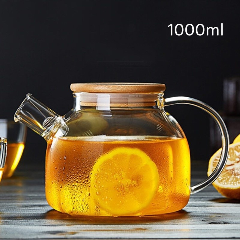 Ấm pha trà thủy tinh 1000ml bình chịu nhiệt cao cấp 1 lít - Bình lọc trà thủy tinh
