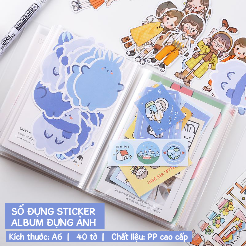 Sổ Bìa Nhựa Album đựng sticker trong suốt khổ A6