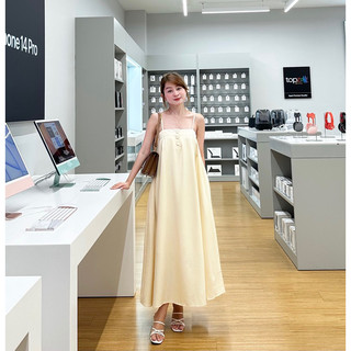 Đầm maxi Trắng kem 2 dây