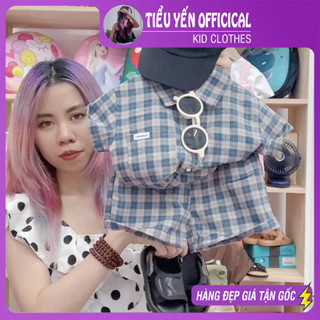 Bộ bé trai sơ mi caro xanh mặc hè cho bé 9 - 22kg (1 - 6 tuổi) S692 | Tiểu Yến Kid