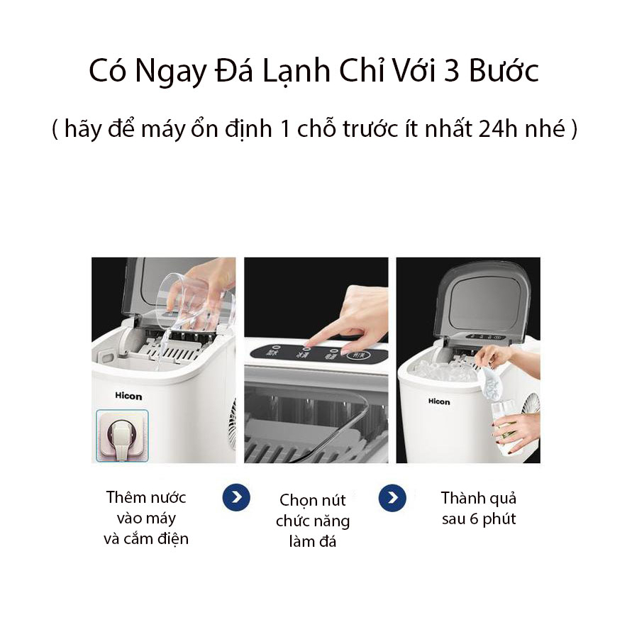 Máy Làm Đá Viên Gia Đình Xiaomi Hicon - Tủ Làm Đá Lạnh Giữ Nhiệt Mini Siêu Nhanh Hicon Chỉ Với 6 Phút