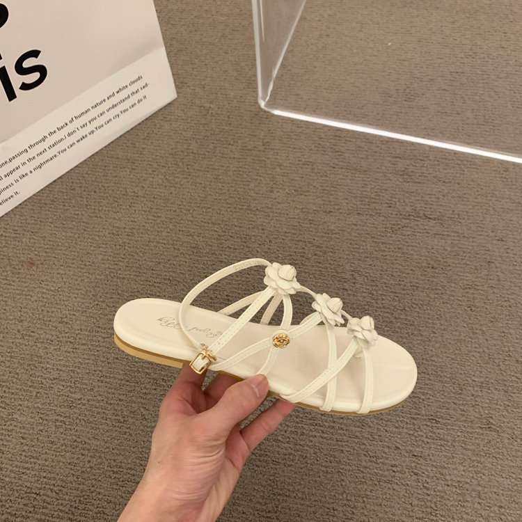 Giày Sandal/Dép Xỏ Ngón Quai Hậu Dây Đan Chéo Đính Hoa Phong Cách Tiểu Thư - Sốp Nhỏ