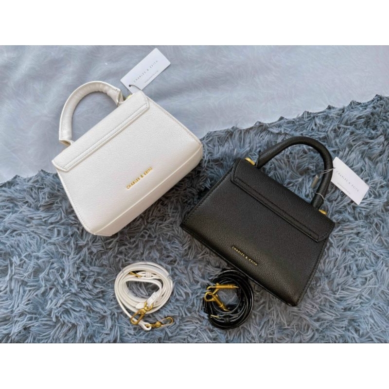 Túi Charles & Keith Huxley Metallic Push-Lock Top Handle Bag