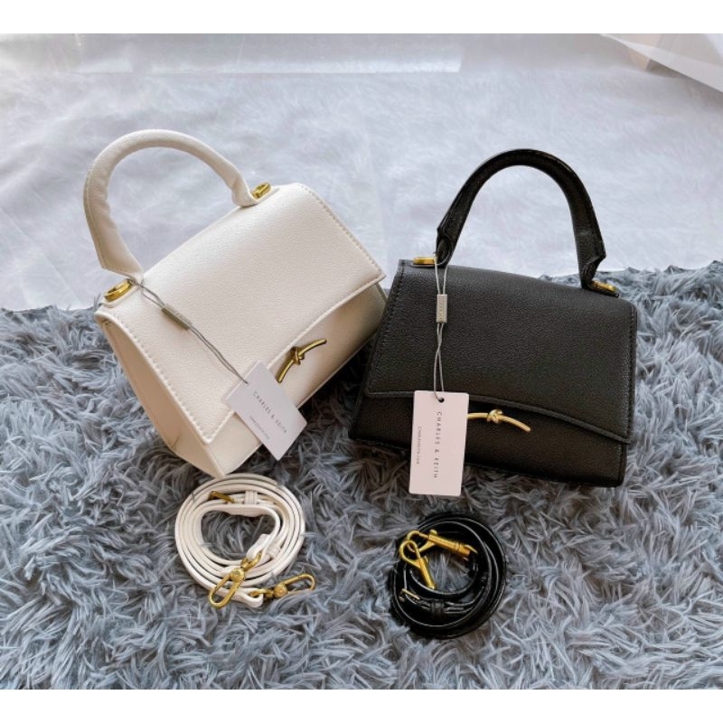 Túi Charles & Keith Huxley Metallic Push-Lock Top Handle Bag